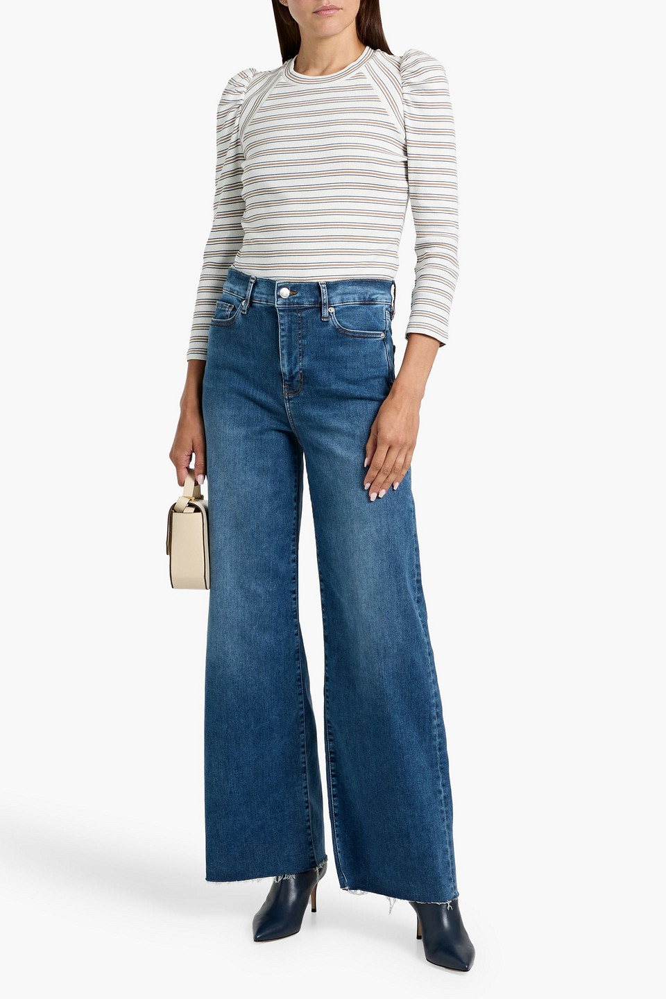 Veronica Beard Delano Striped Cotton-blend Top In White