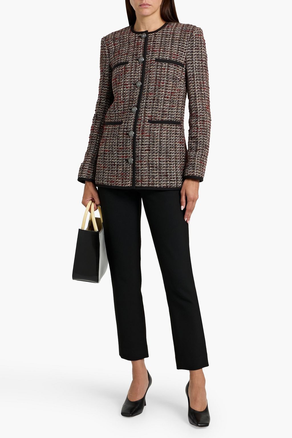 VERONICA BEARD Watkins Dickey Jacke aus Tweed aus einer Baumwollmischung mit Metallic-Effekt
