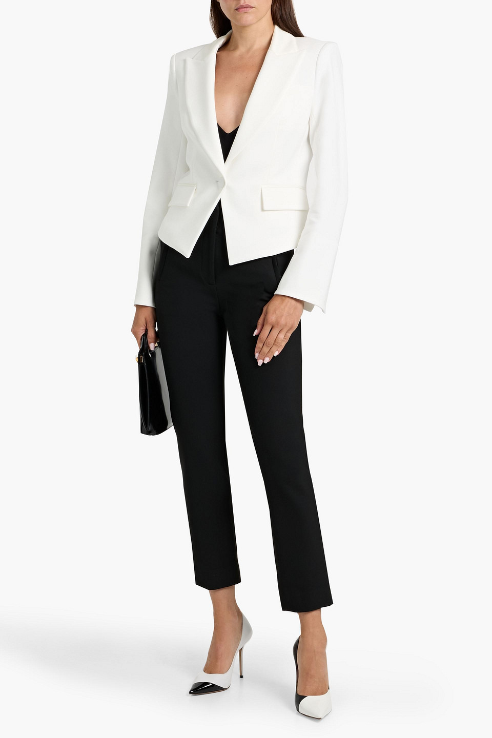 Veronica Beard Stila Crepe Slim-leg Pants In Black