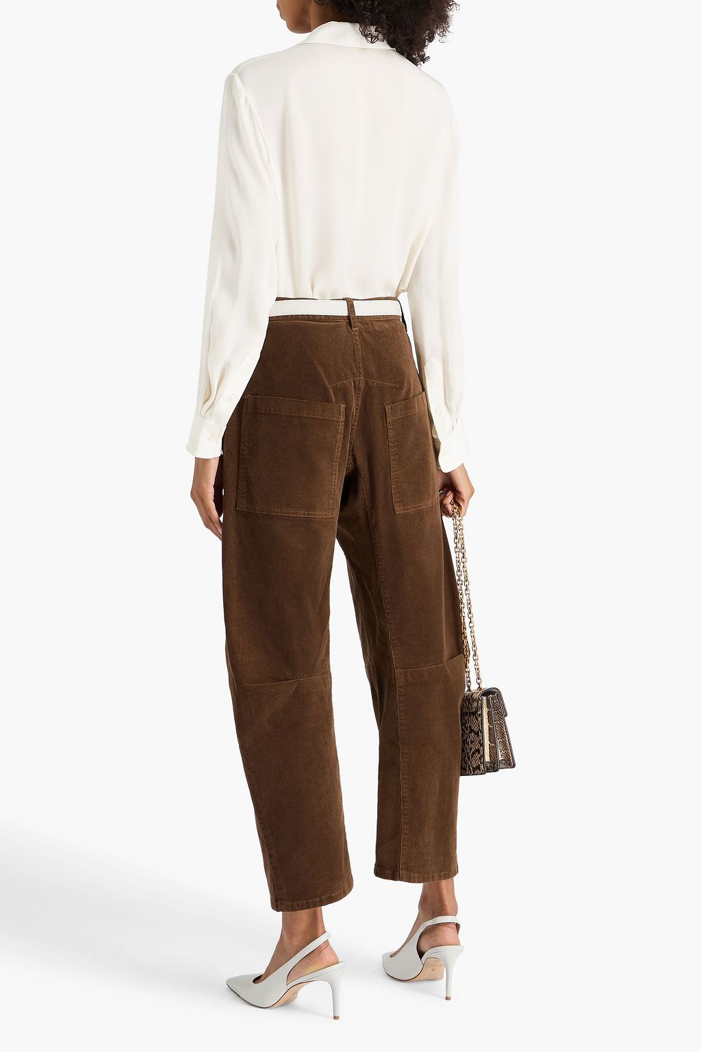 NILI LOTAN シルククレープデシン シャツ ラッフル付き