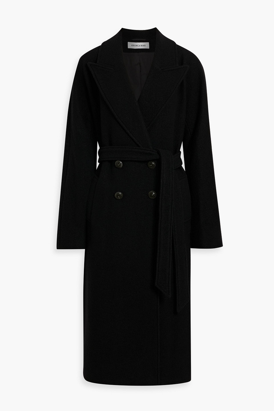 Veronica Beard Della Dickey Double-breasted Wool Coat In Black