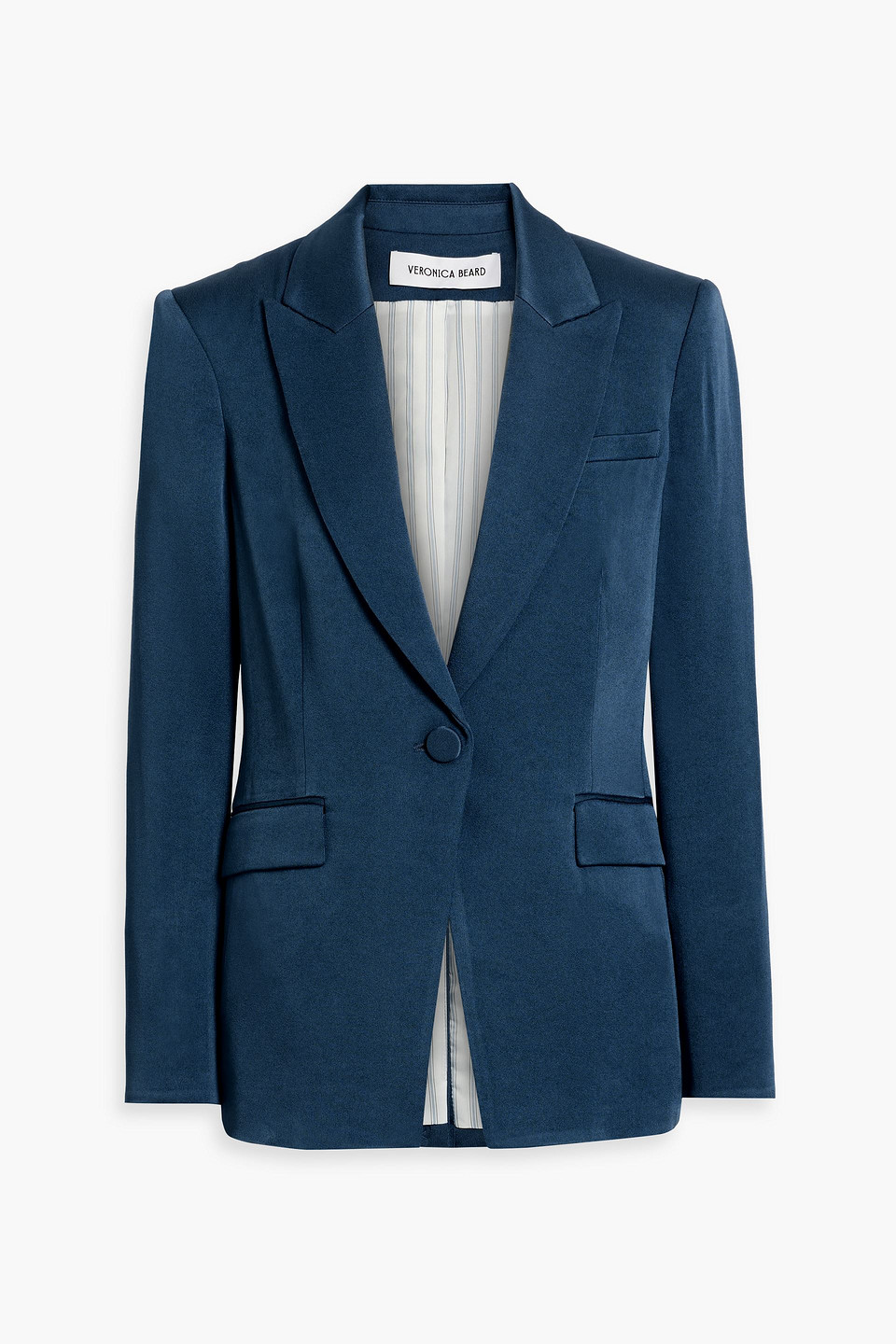 Veronica Beard Long And Lean Dickey Satin-crepe Blazer In Blue