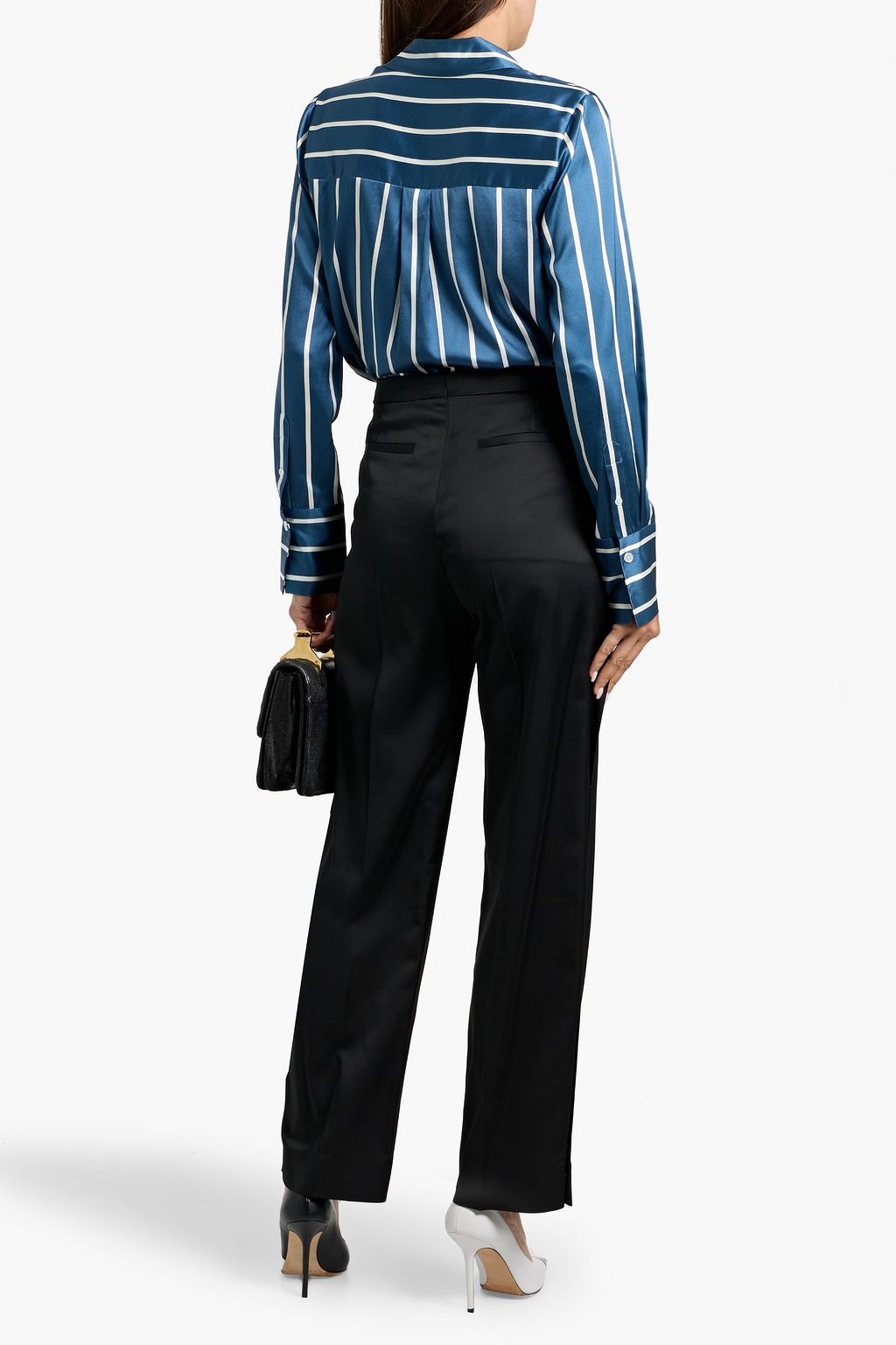 VERONICA BEARD Monique striped silk-blend satin shirt