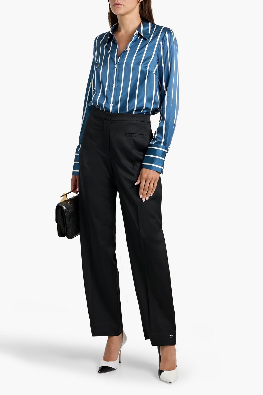VERONICA BEARD Monique striped silk-blend satin shirt