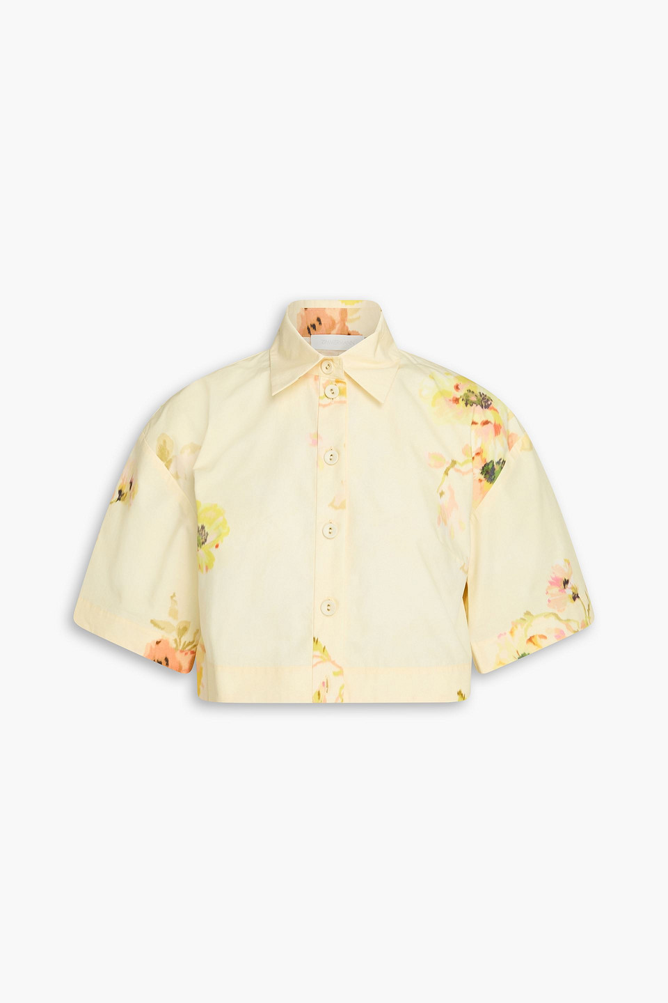 zimmermann - cropped floral-print cotton-poplin shirt - yellow - 00