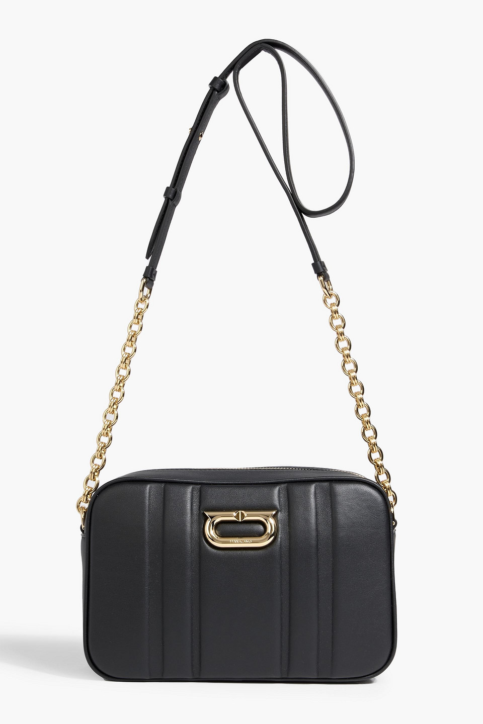 Ferragamo Gancini Quilted Leather Shoulder Bag In Black