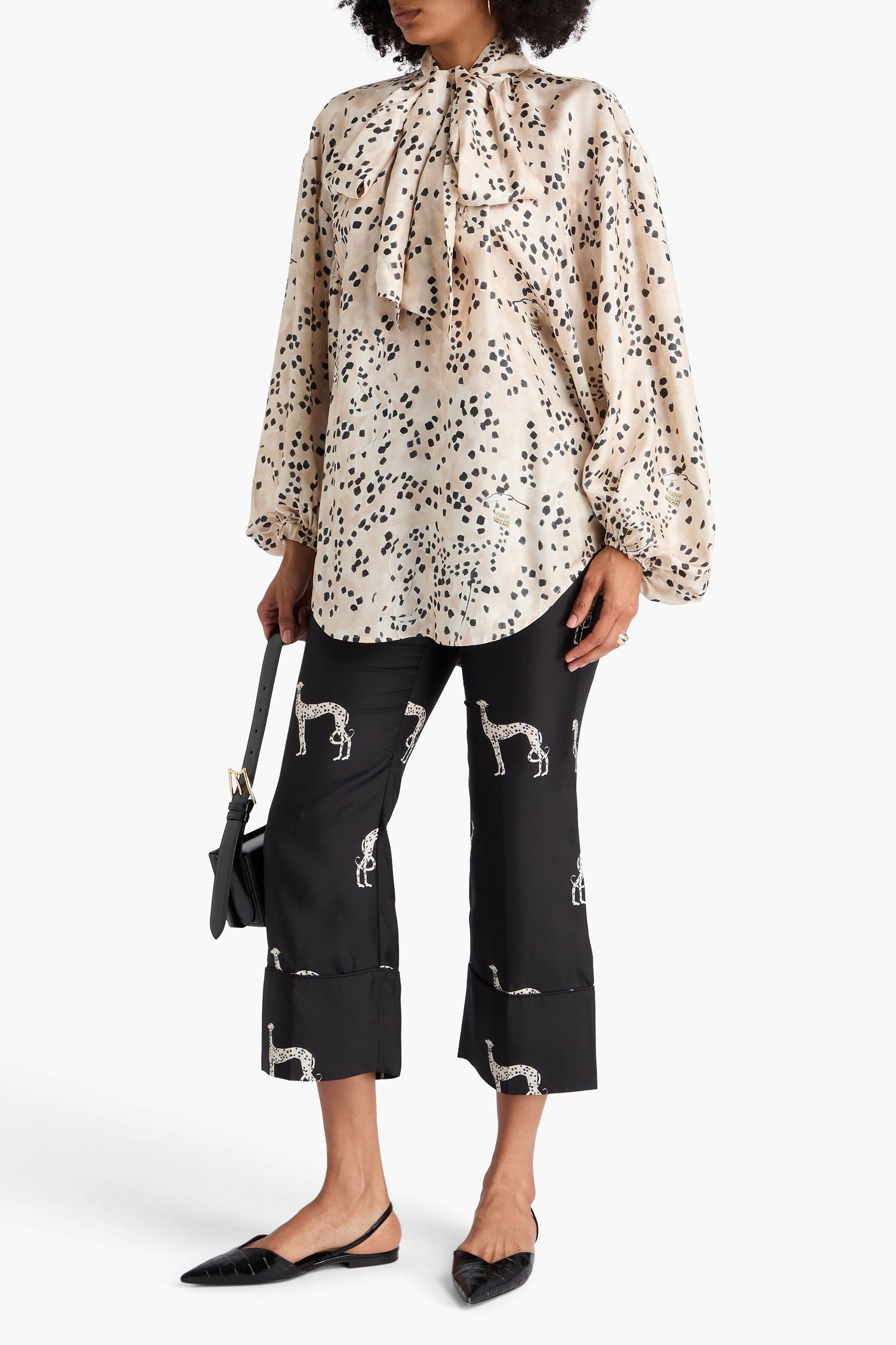 Zimmermann Pussy-bow printed silk-twill blouse