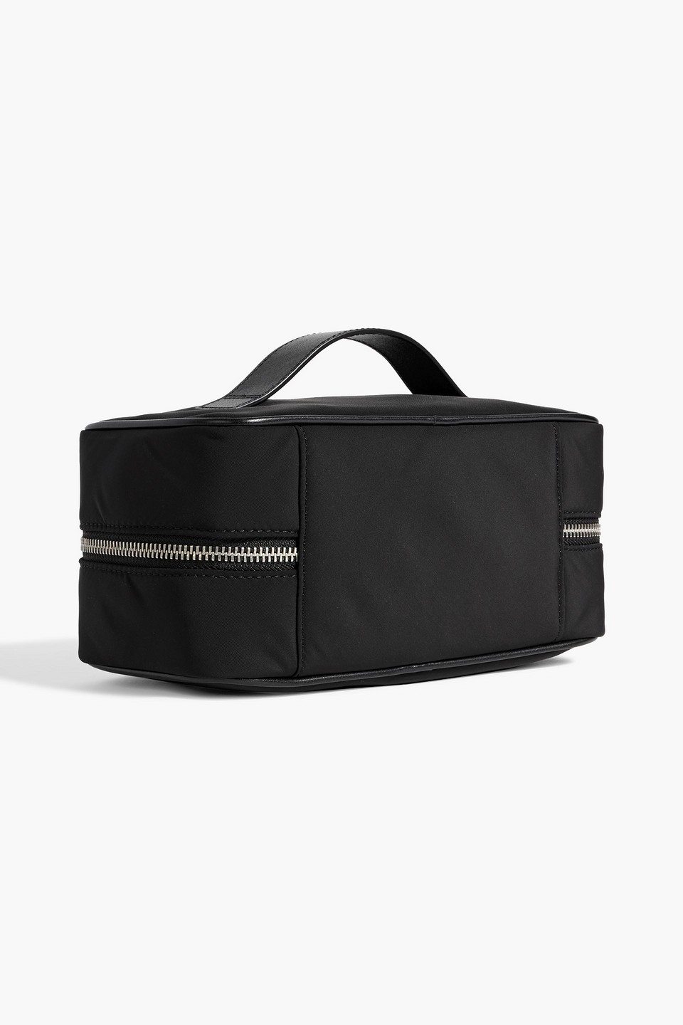 Sandro Leather-trimmed Shell Wash Bag In Black