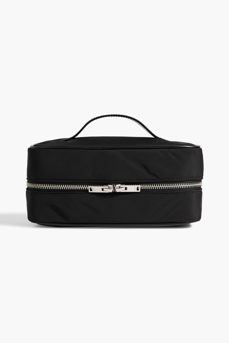 Sandro Leather-trimmed Shell Wash Bag In Black