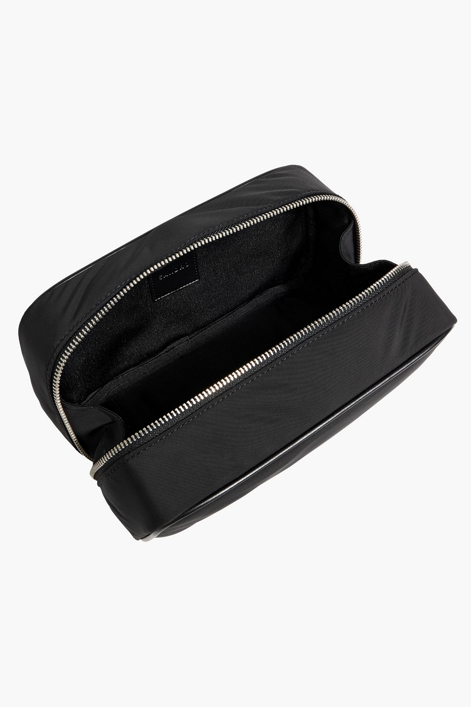 Sandro Leather-trimmed Shell Wash Bag In Black
