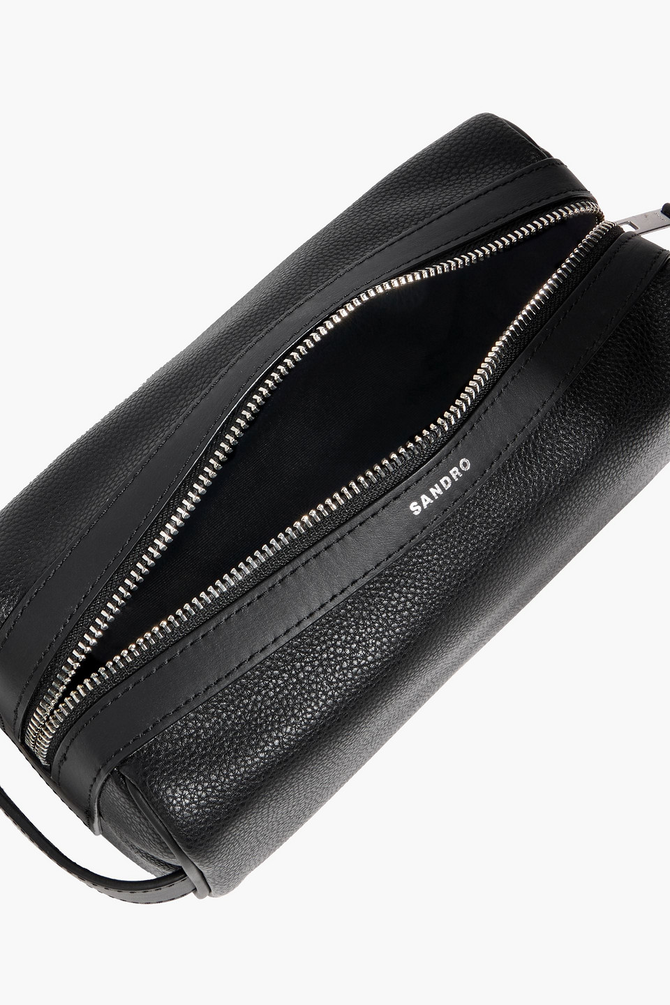 Sandro Textured Wash Bag In Black