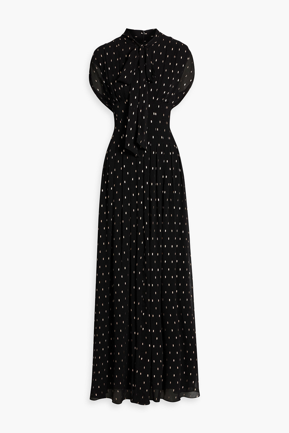 Mikael Aghal Pussy-bow Fil Coupé Georgette Maxi Dress In Black