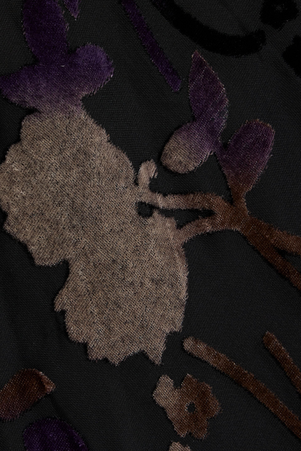 Mikael Aghal Flocked Chiffon Gown In Black