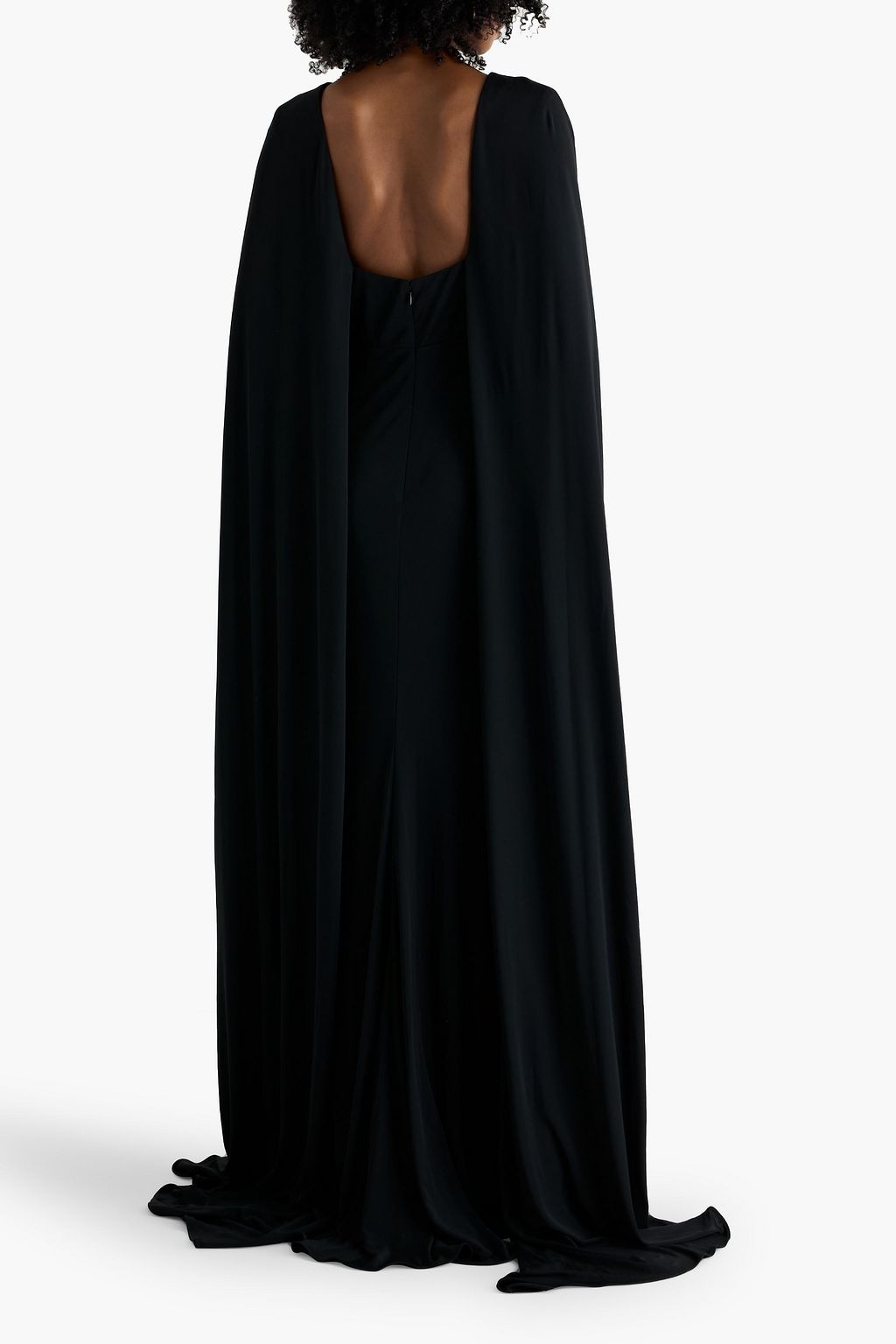 MONIQUE LHUILLIER Cape-effect crepe gown