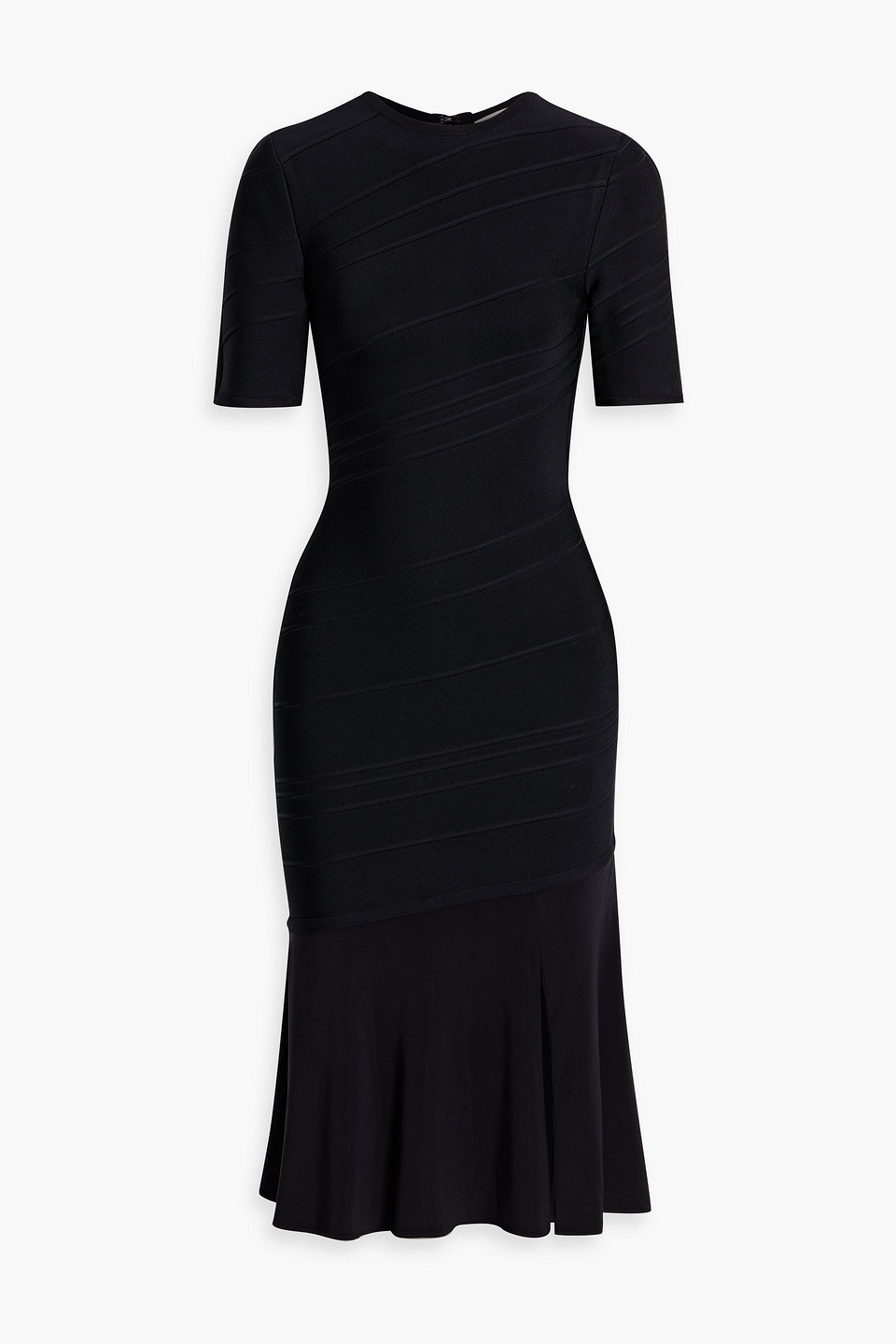Herve Leger Fluted Bandage Midi Dress In Black