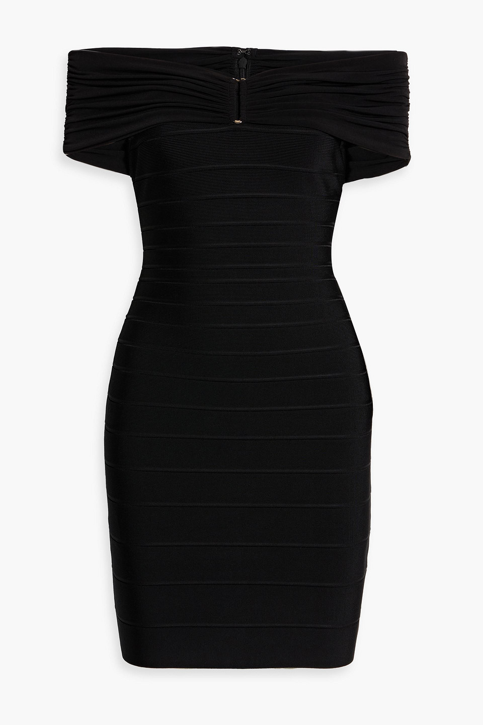 Herve Leger Celine Off-the-shoulder Bandage Mini Dress In Black