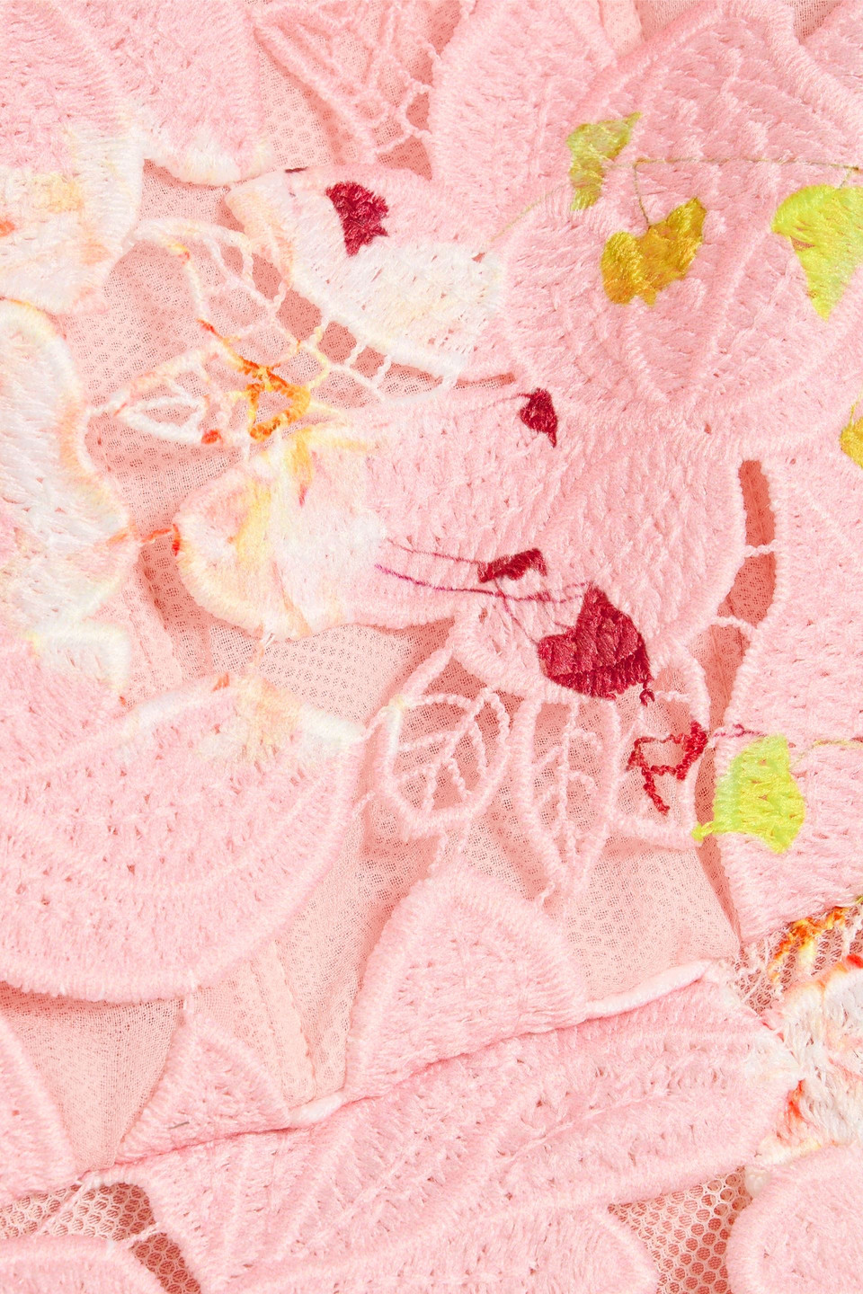 Monique Lhuilier Strapless Guipure Lace Mini Dress In Pink