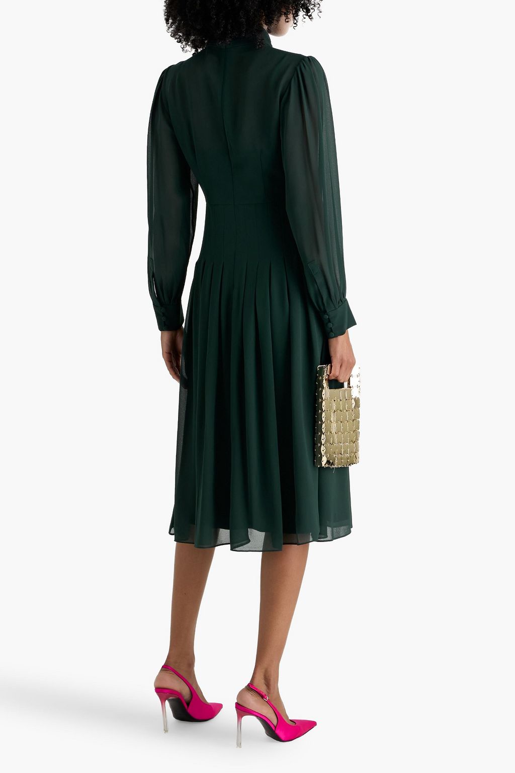 MIKAEL AGHAL Pleated chiffon midi dress