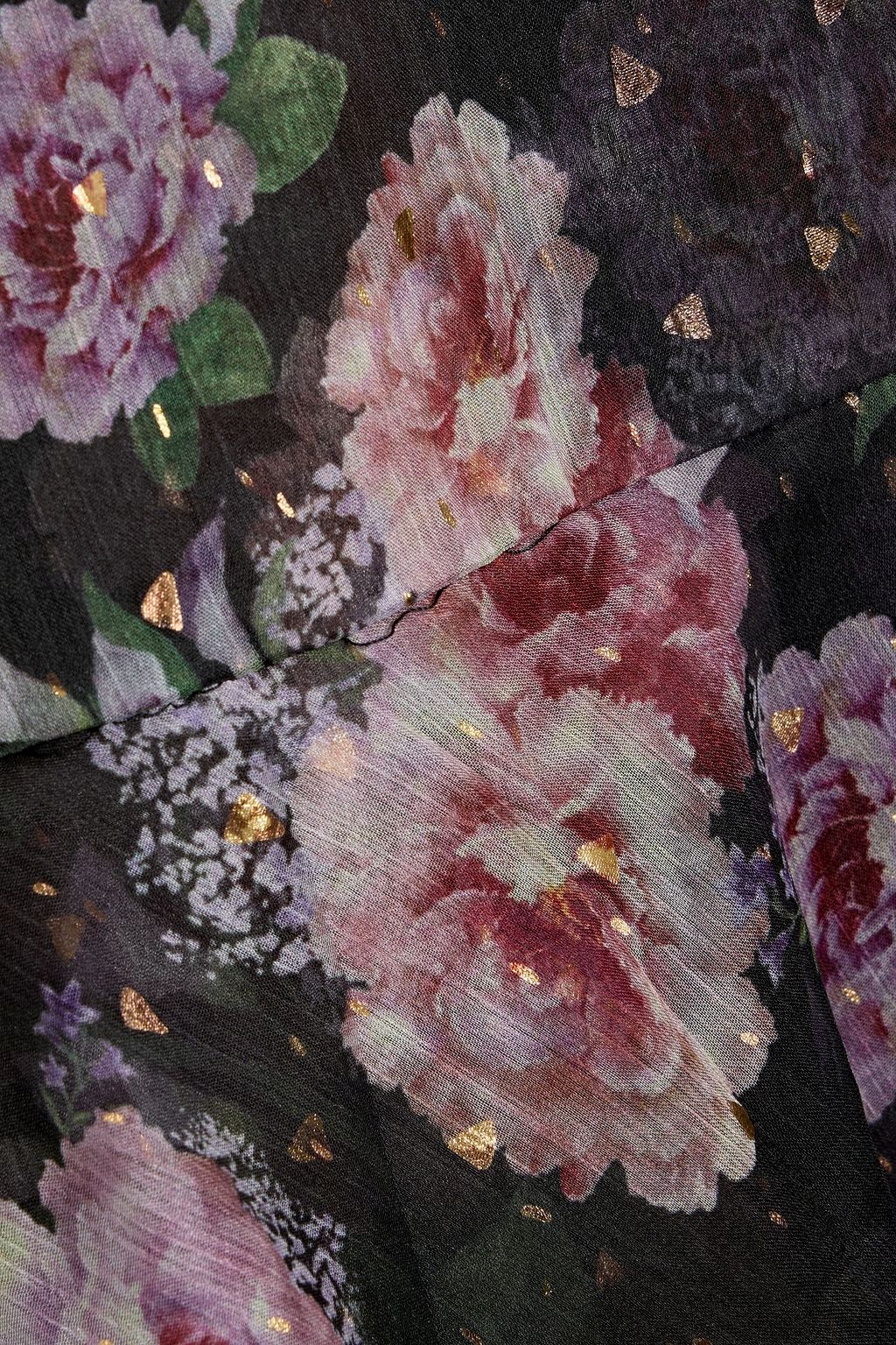 MIKAEL AGHAL Floral-print metallic fil coupé chiffon midi dress