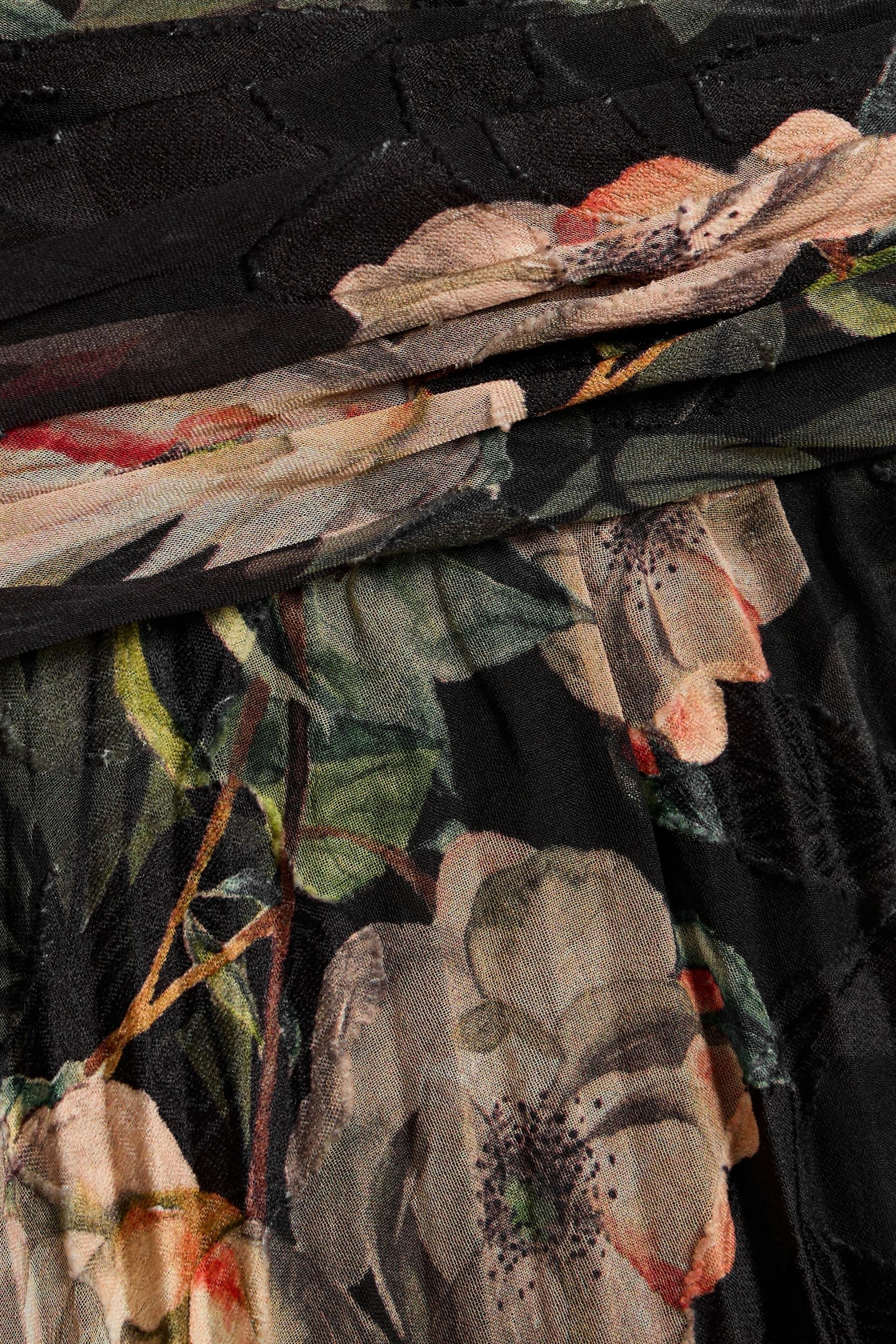 MIKAEL AGHAL Pleated floral-print fil coupé chiffon maxi dress