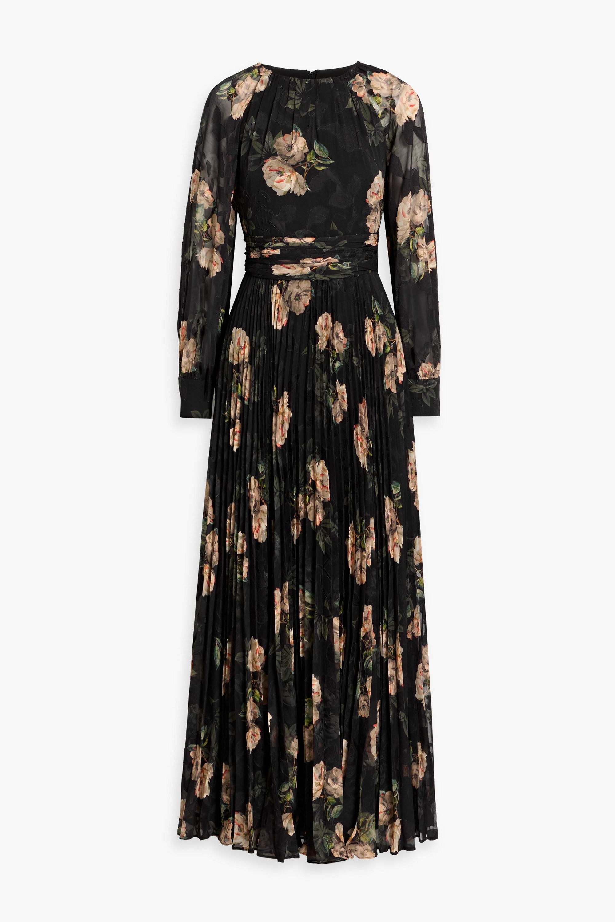 MIKAEL AGHAL Pleated floral-print fil coupé chiffon maxi dress