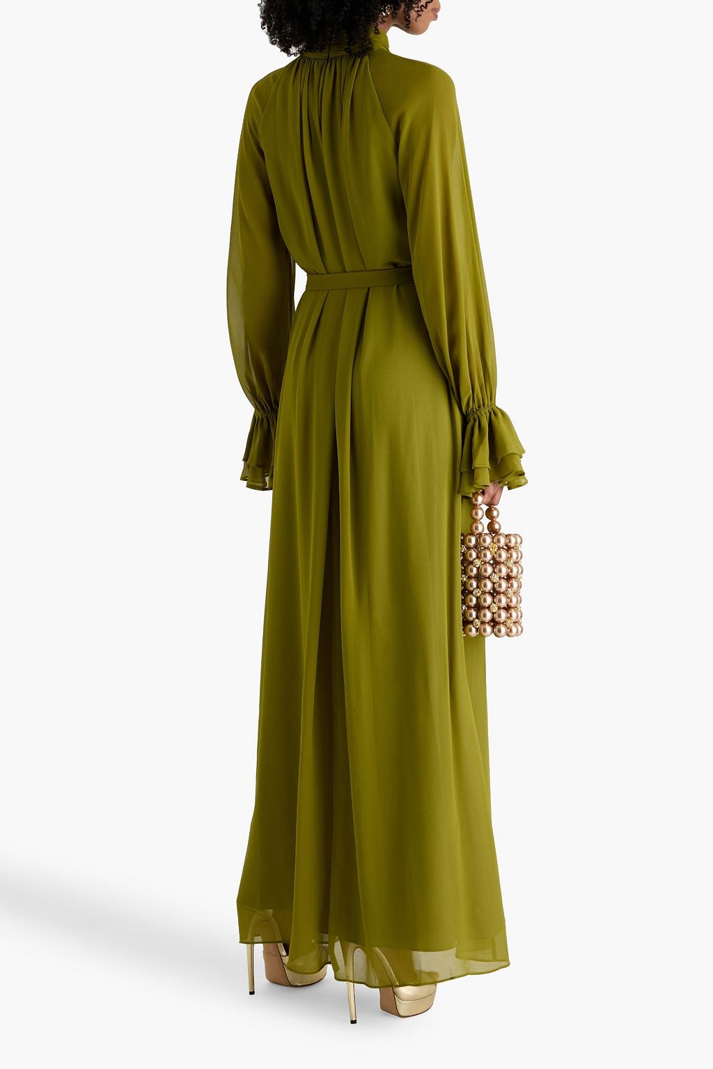 MIKAEL AGHAL Gathered chiffon maxi dress