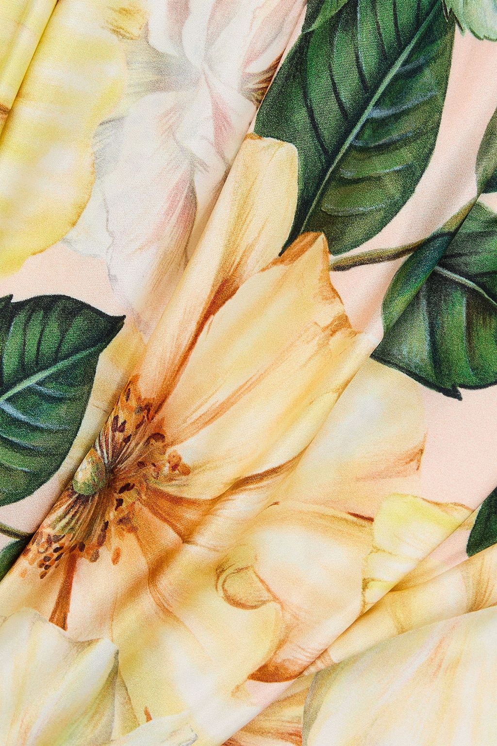 DOLCE&GABBANA فستان متوسط الطول من الحرير المطاطي بتأثير مزموم مزين بطبعة الأزهار