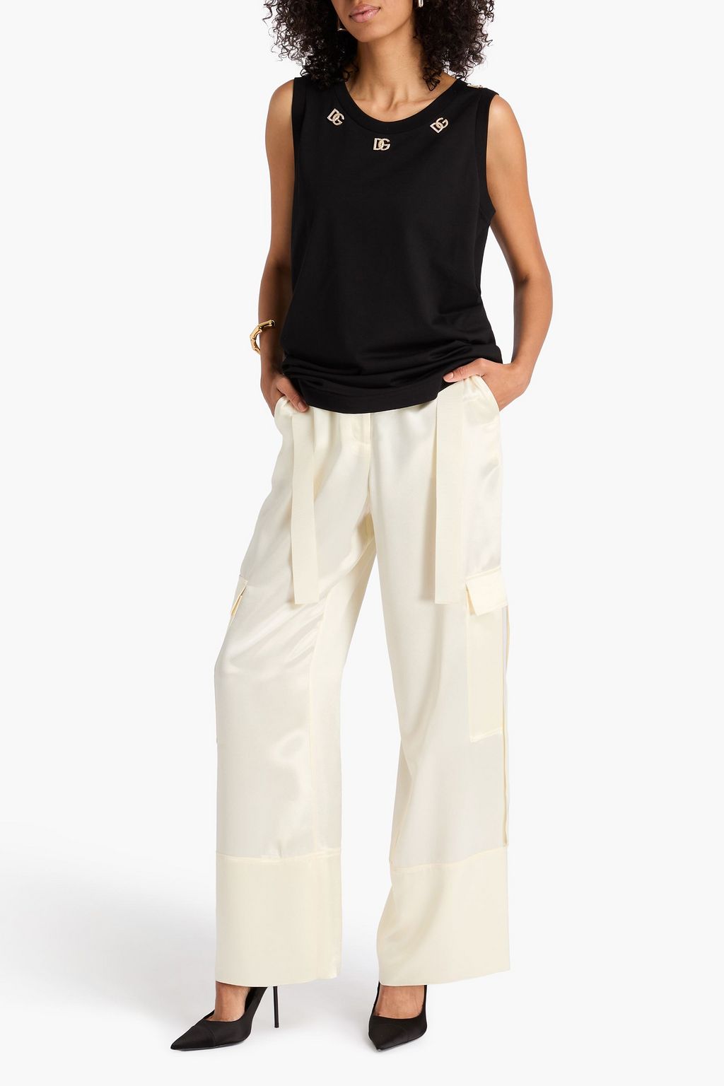 DOLCE&GABBANA Embellished cotton-jersey tank