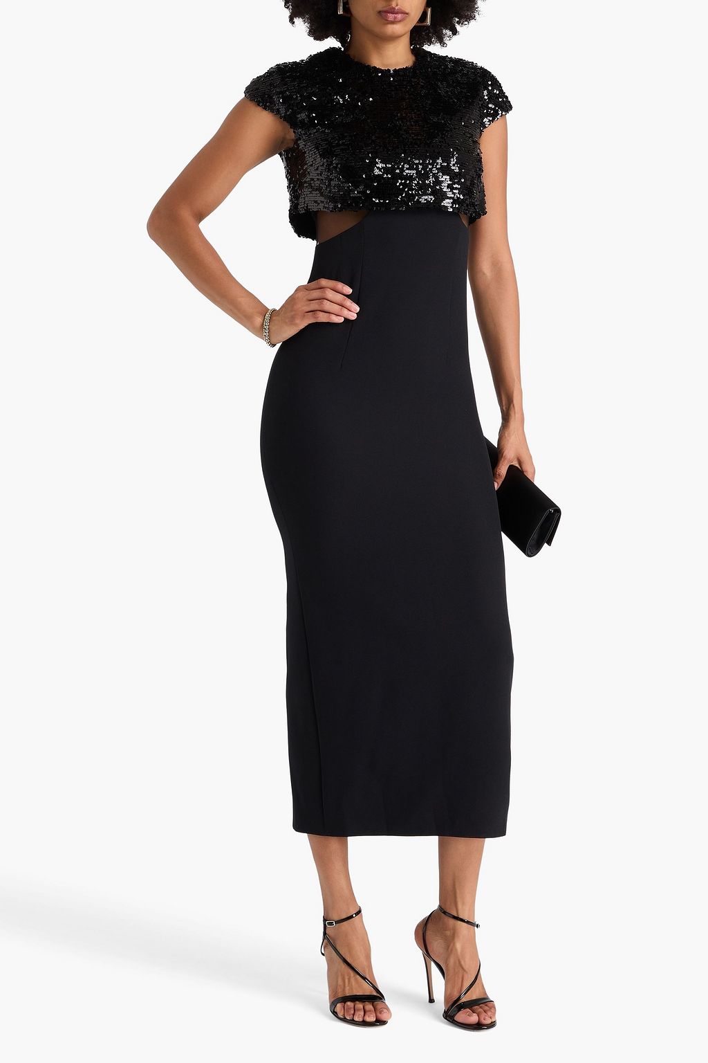 SAFIYAA Dominica sequin-embellished crepe midi dress