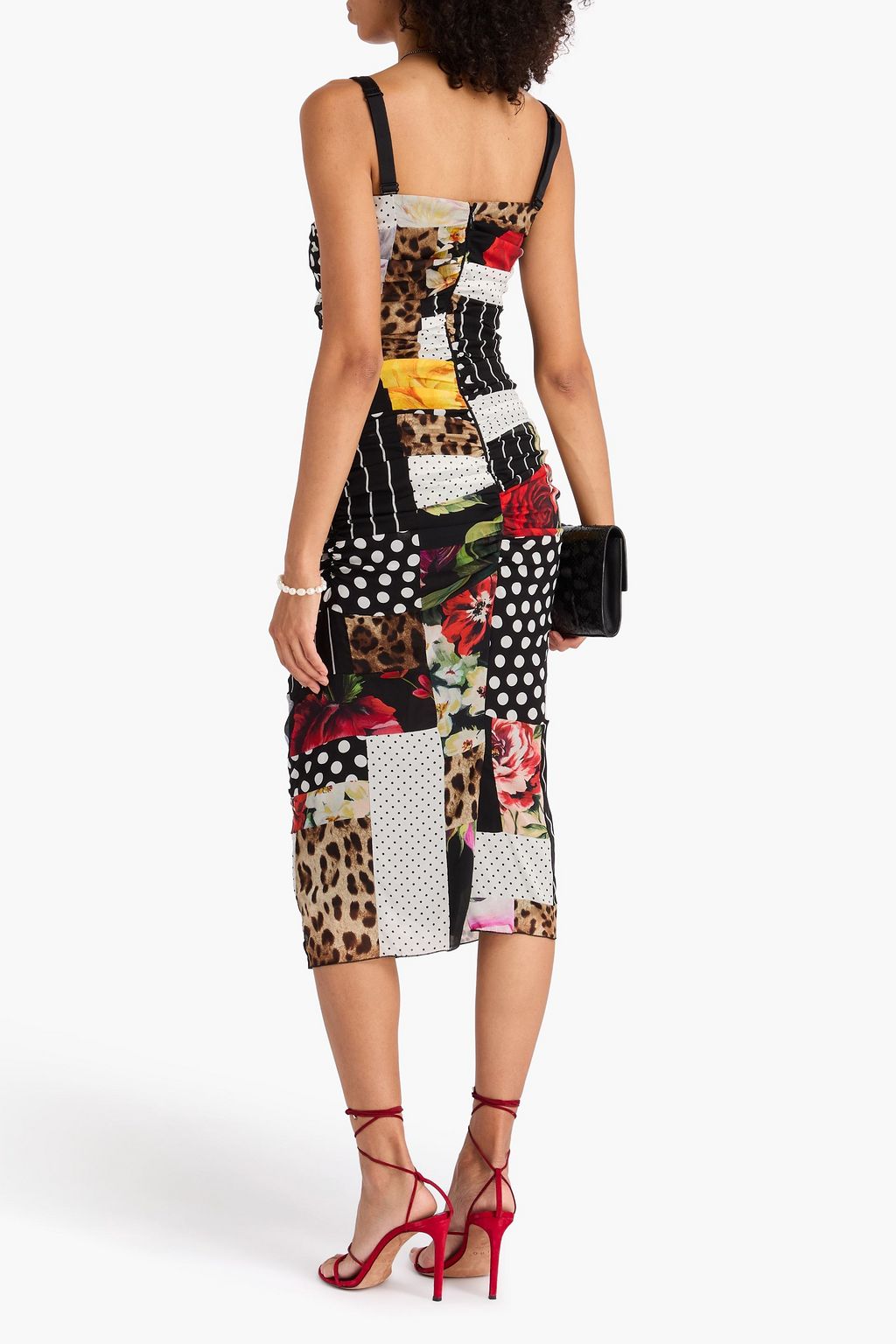 DOLCE&GABBANA Patchwork-effect silk-blend georgette midi dress