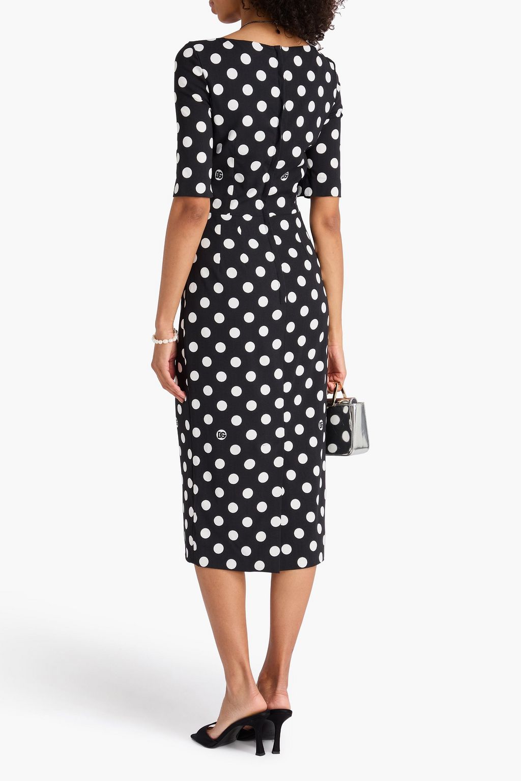 DOLCE&GABBANA Polka-dot stretch-crepe midi dress