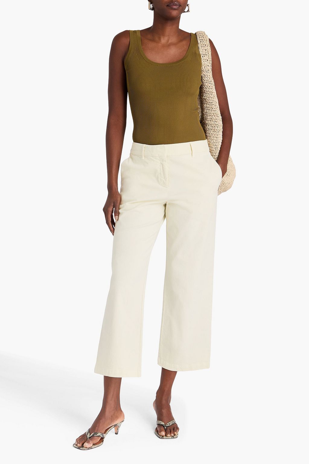 NILI LOTAN Cropped Hose „Nohan“ mit geradem Bein aus Baumwoll-Twill