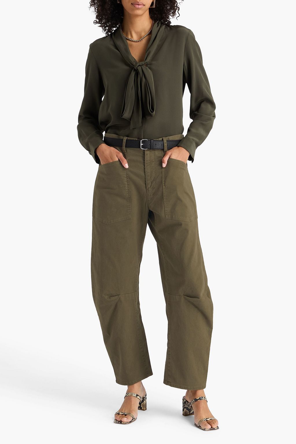 NILI LOTAN Cropped Karottenhose „Shon“ aus Twill aus einer Baumwollmischung