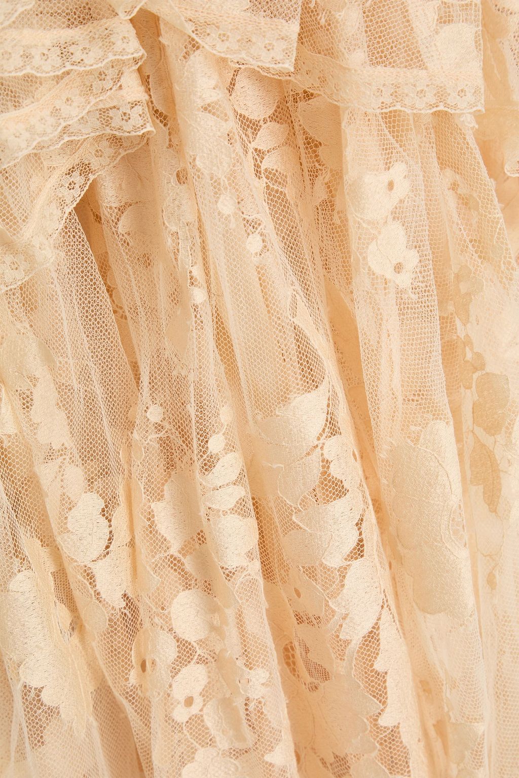 ZIMMERMANN コットン混レース マキシワンピース オープンショルダー ラッフル付き