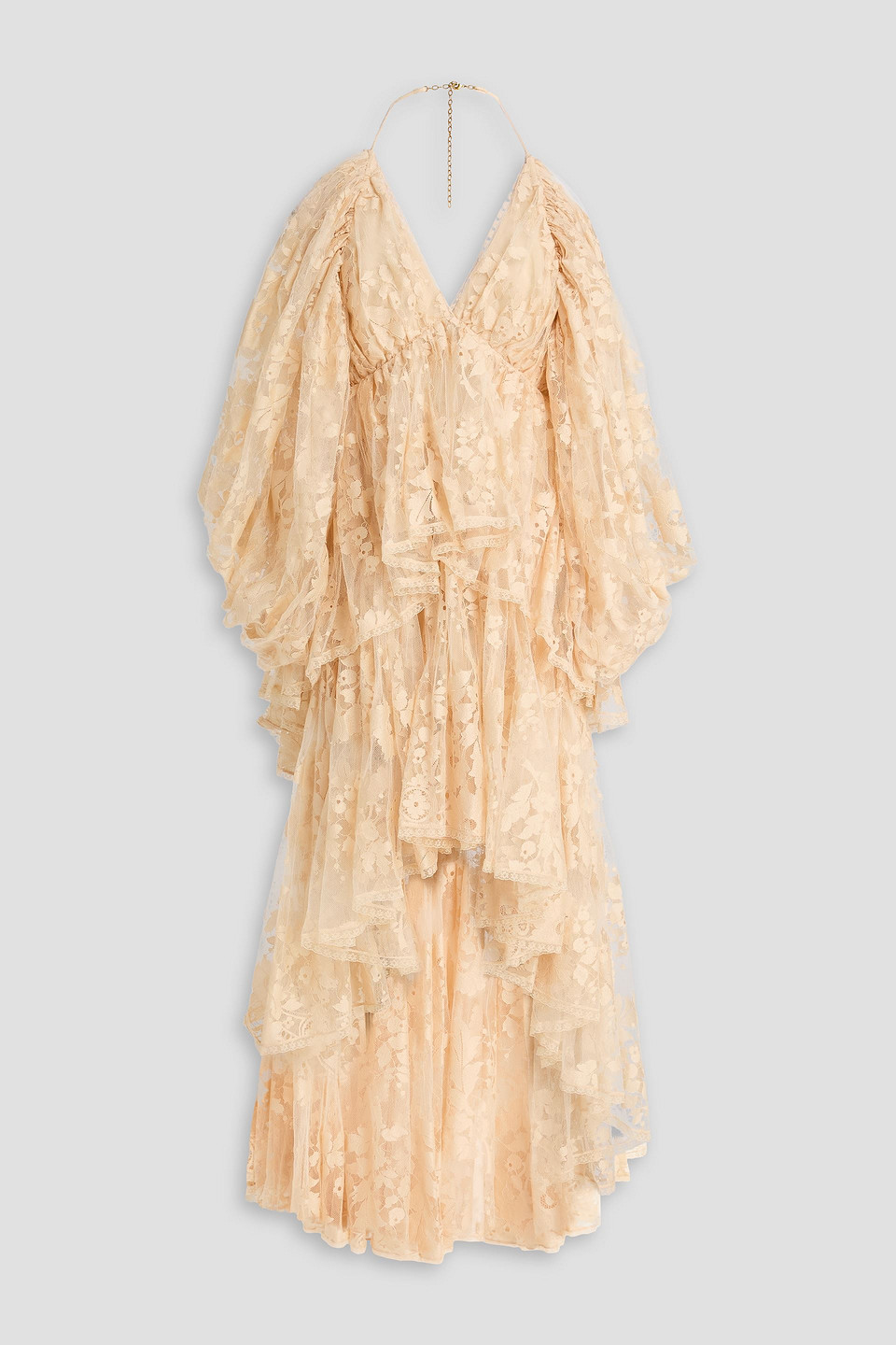 zimmermann - cold-shoulder ruffled cotton-blend lace maxi dress - white - 3