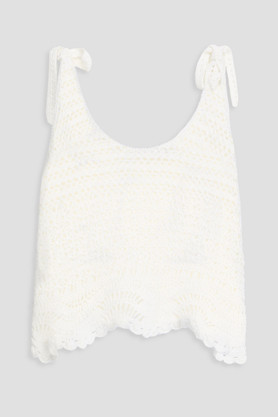 Zimmermann Cropped Crochet-knit Linen-blend Top In White