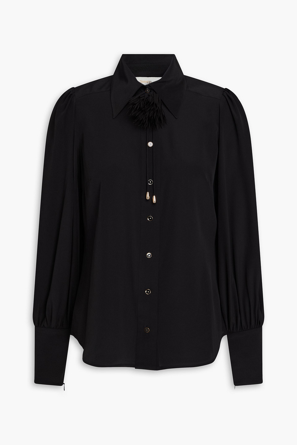 Zimmermann Crepe De Chine Shirt In Black