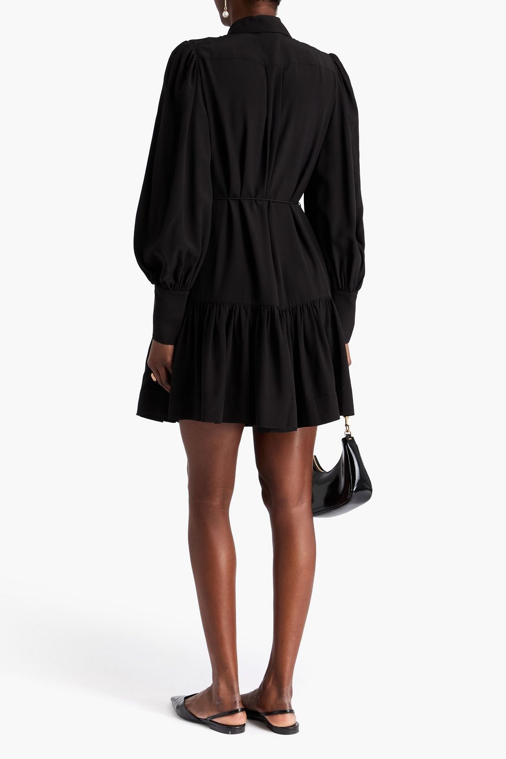 ZIMMERMANN Floral-appliquéd crepe de chine mini shirt dress