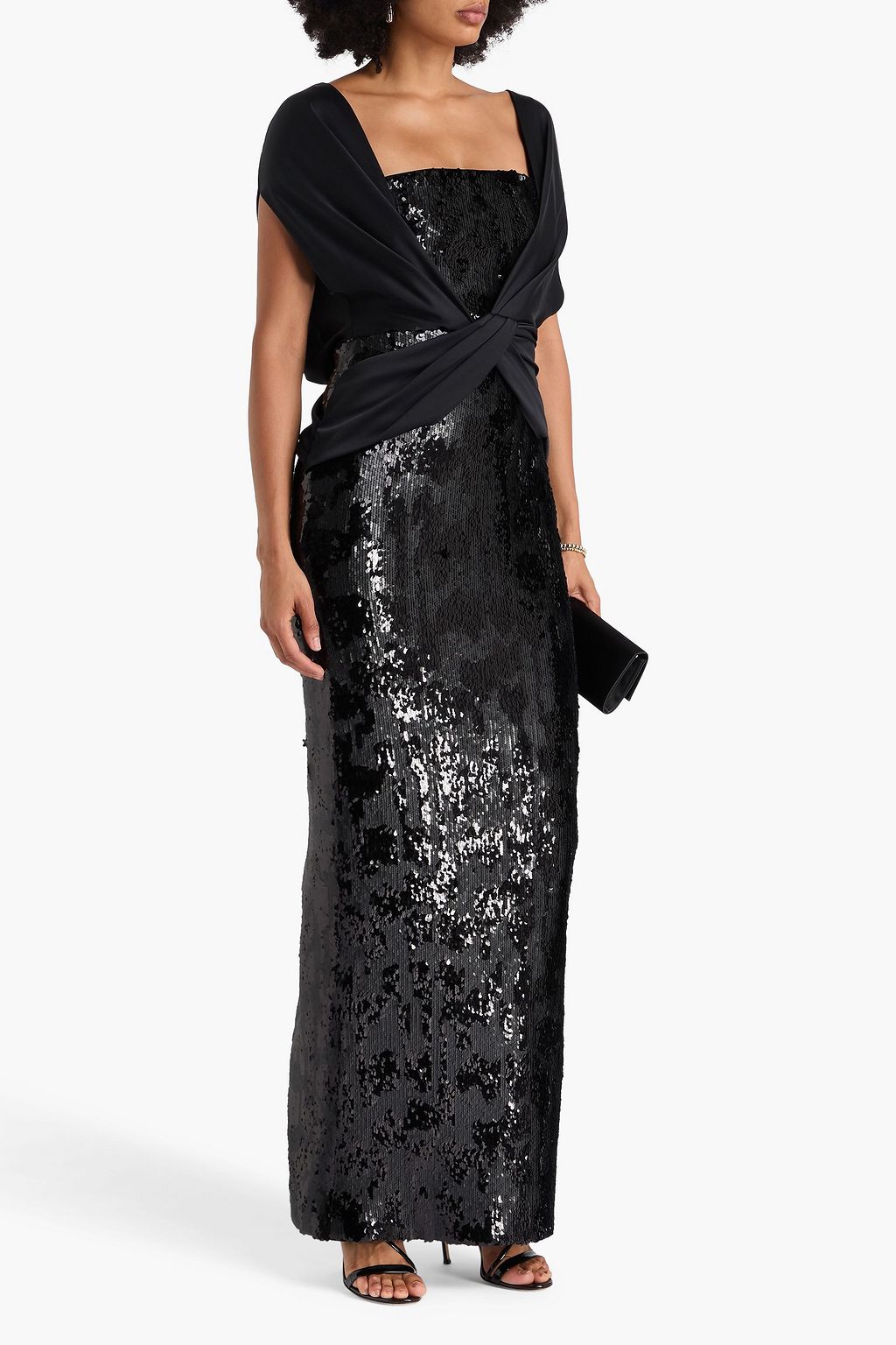 SAFIYAA Harri twisted sequined tulle gown