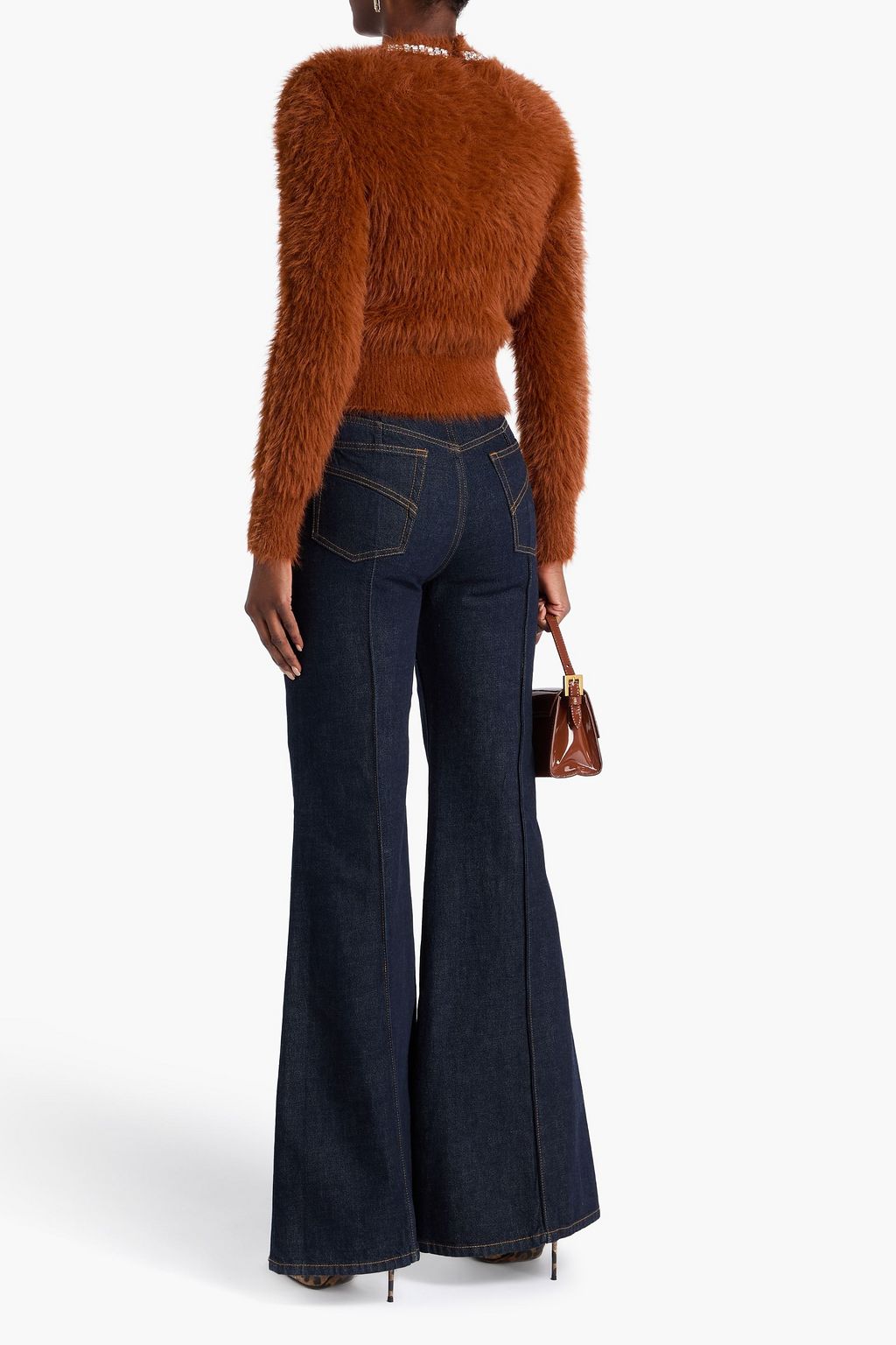 ZIMMERMANN Crystal-embellished brushed knitted sweater