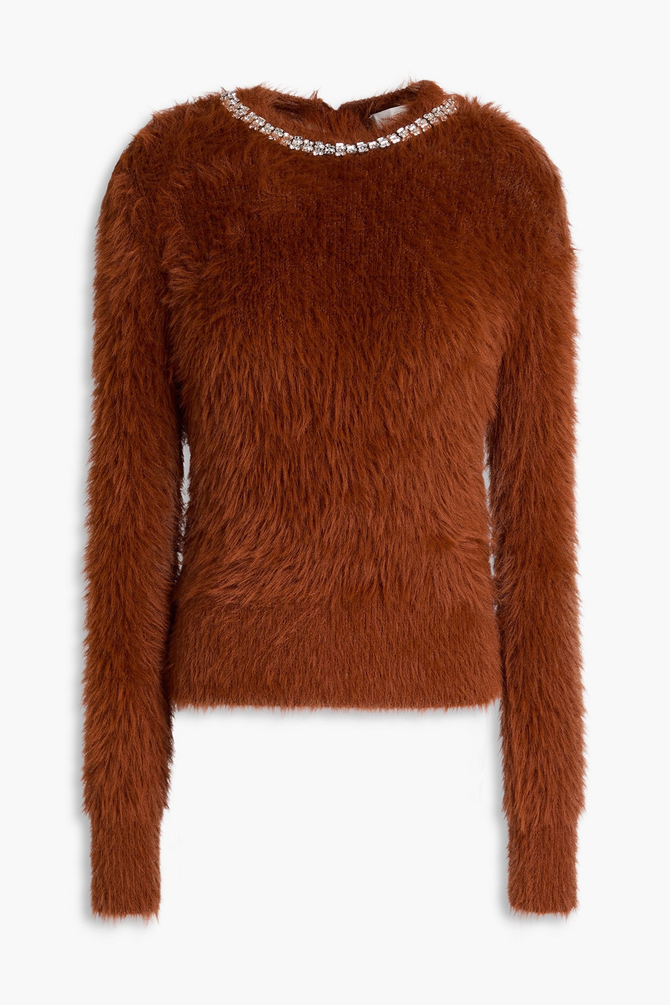 zimmermann - crystal-embellished brushed knitted sweater - brown - 00