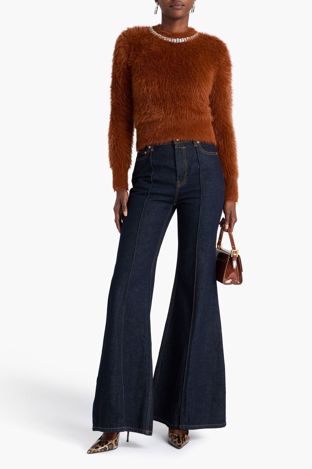ZIMMERMANN Crystal-embellished brushed knitted sweater
