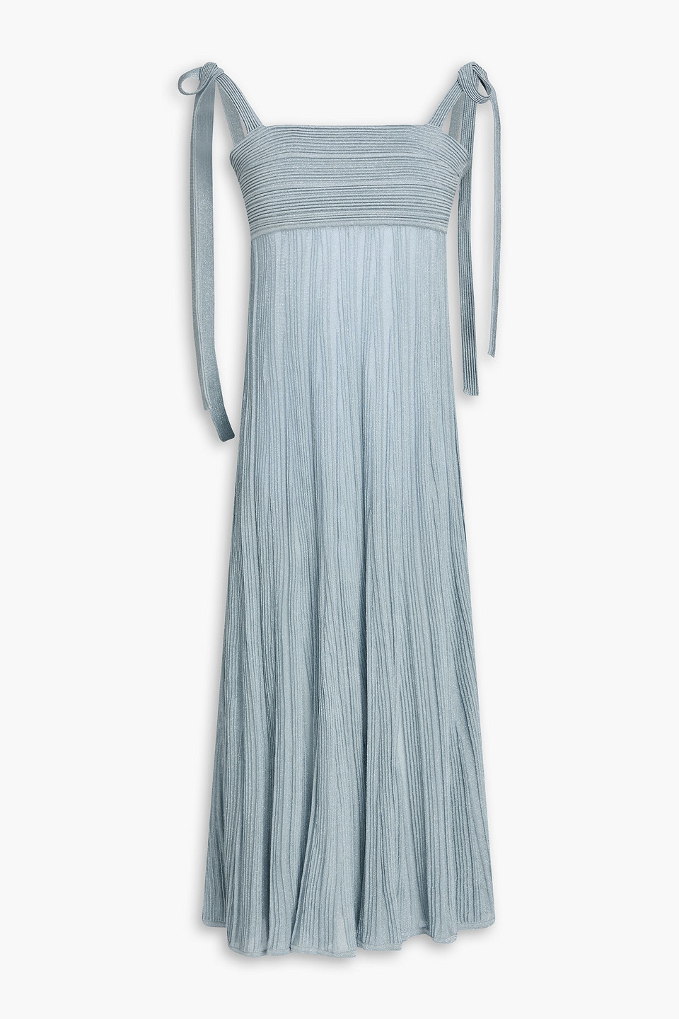 Zimmermann Metallic Ribbed-knit Midi Dress In Gray