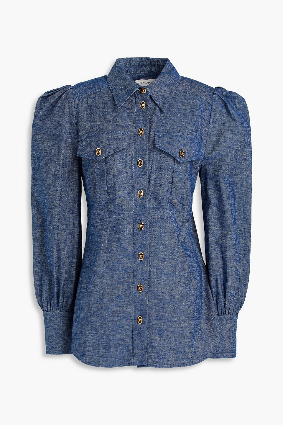 Zimmermann Eden Linen-blend Chambray Shirt In Blue