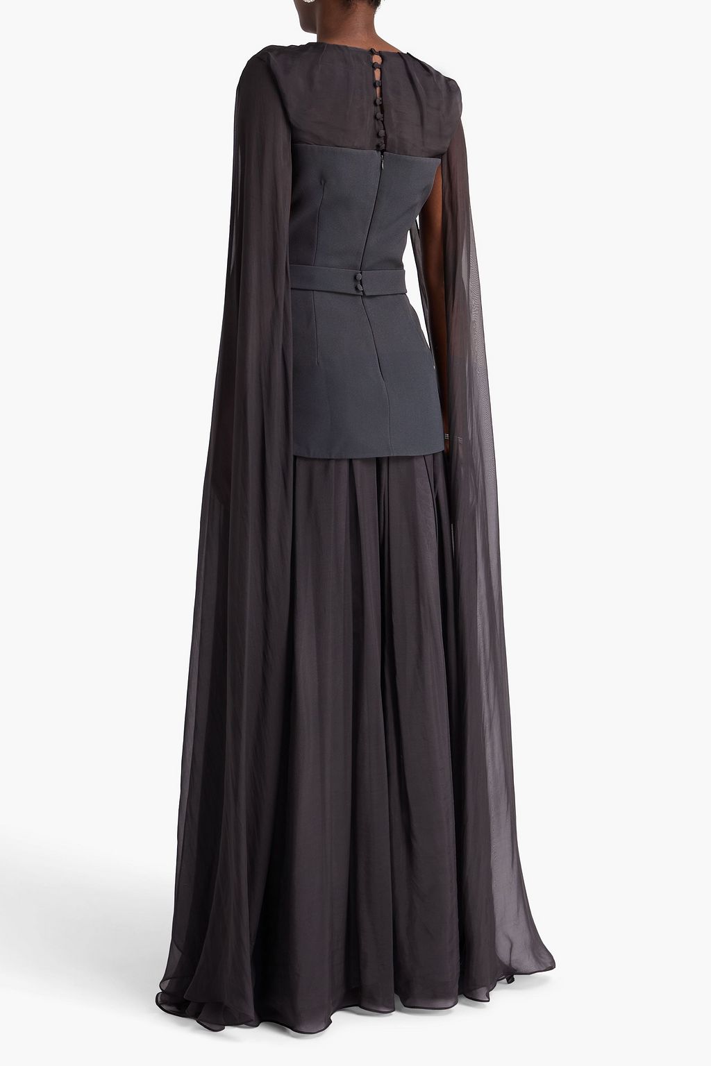 SAFIYAA Gloria cape-effect crepe and chiffon gown