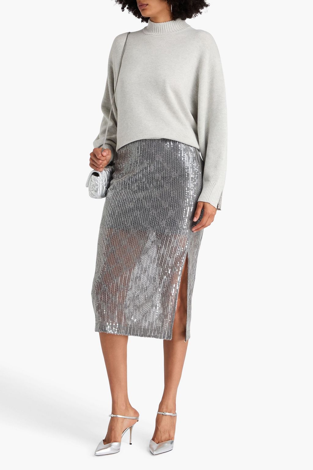 BRUNELLO CUCINELLI Bead-embellished cashmere turtleneck sweater