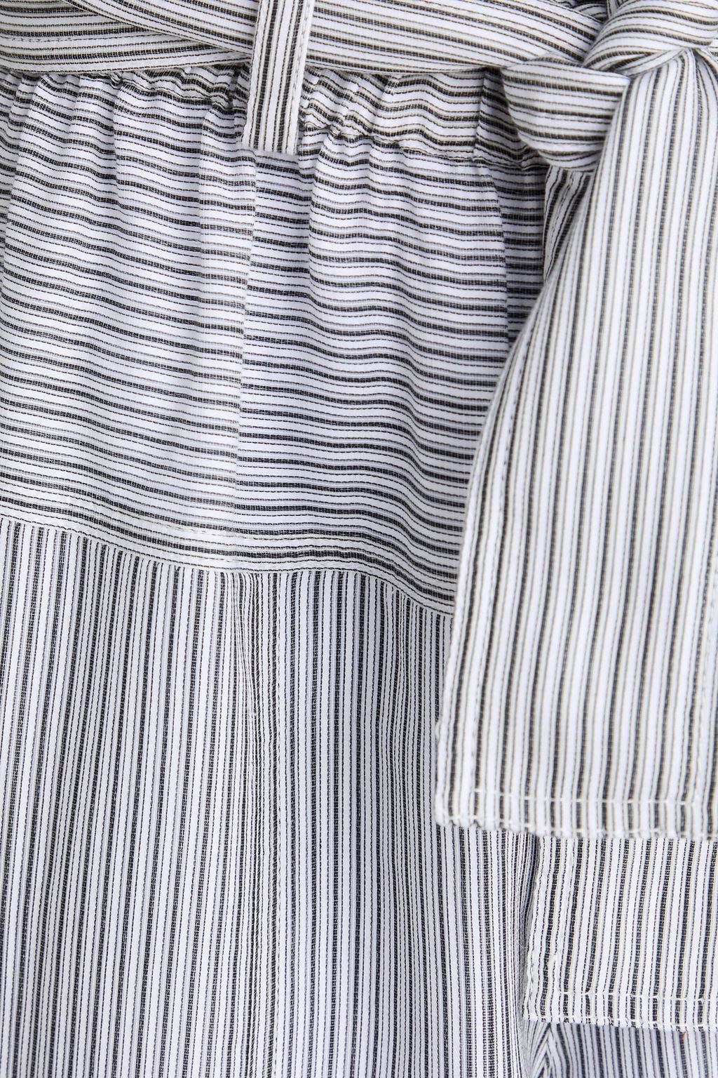 ZIMMERMANN Belted striped cotton and silk-blend wide-leg pants