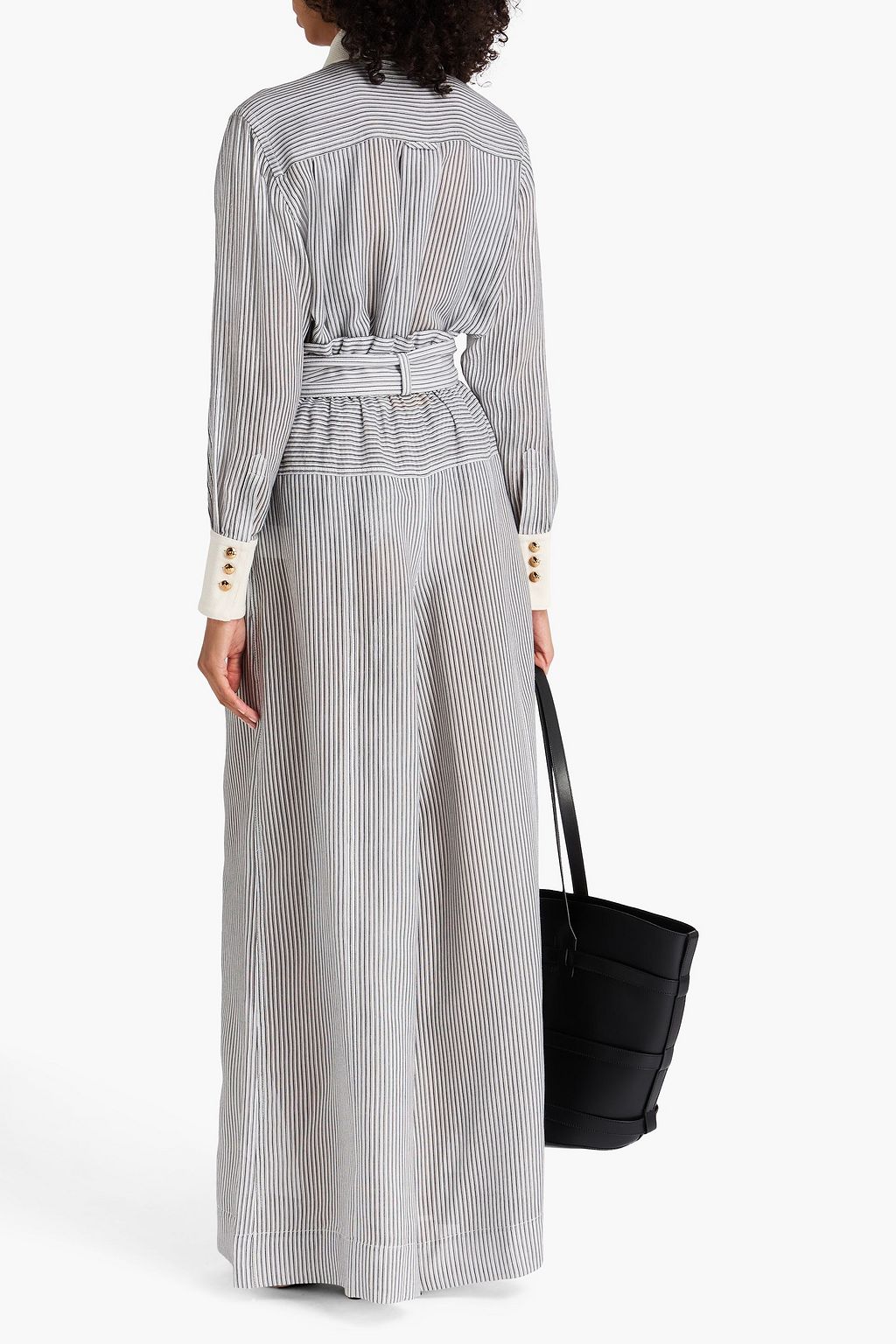 ZIMMERMANN Belted striped cotton and silk-blend wide-leg pants