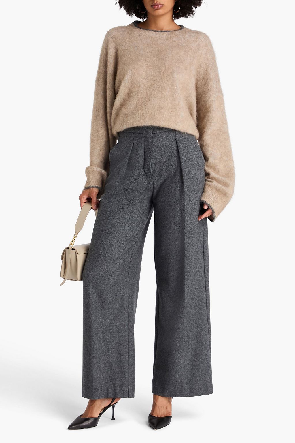 BRUNELLO CUCINELLI Bead-embellished brushed knitted sweater