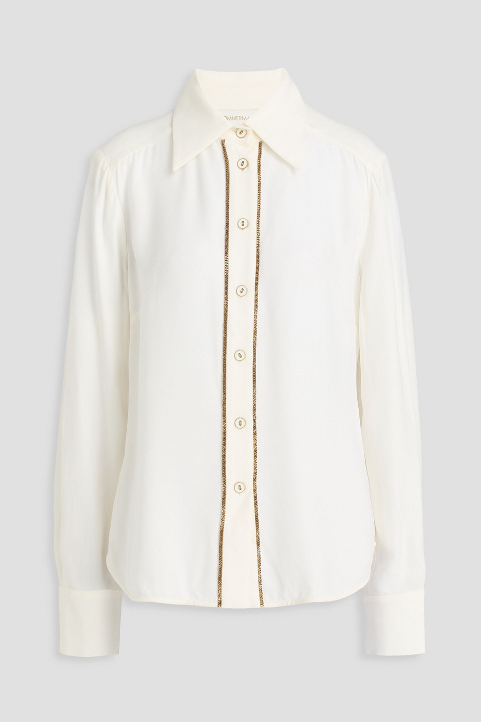 zimmermann - chain-embellished crepe shirt - white - 2
